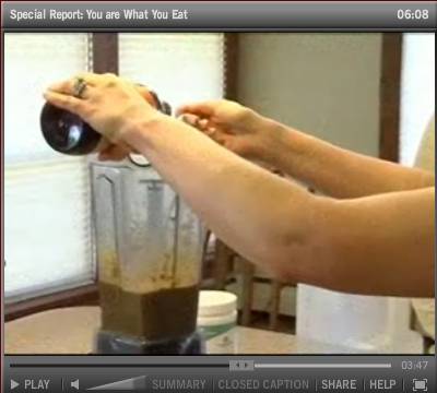 Robin prepares shake with Udo's Oil